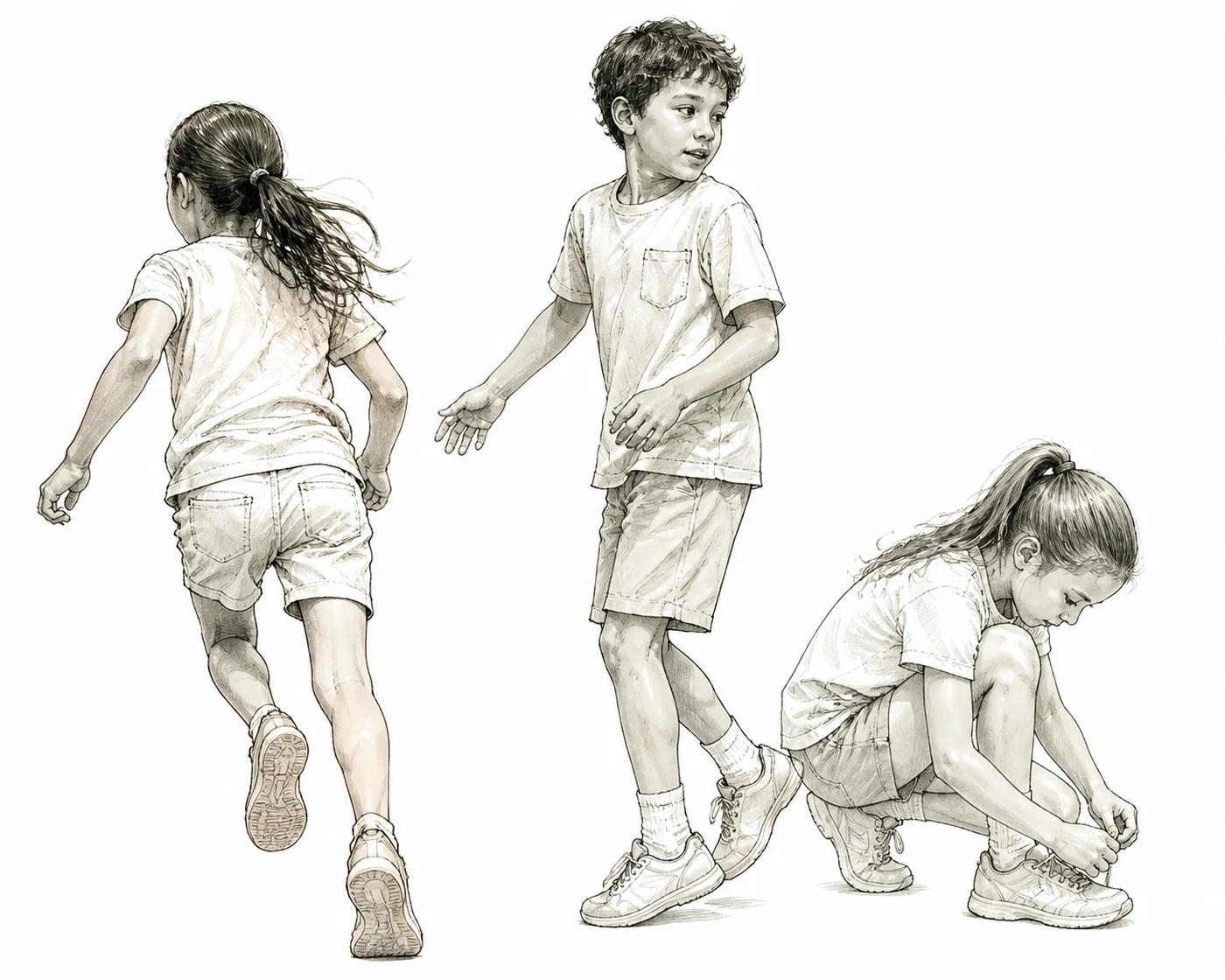 Croquis : enfants actifs dans le monde